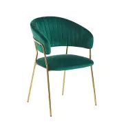 Krzesło na złotych nogach tapicerowane zielone K4-ZA